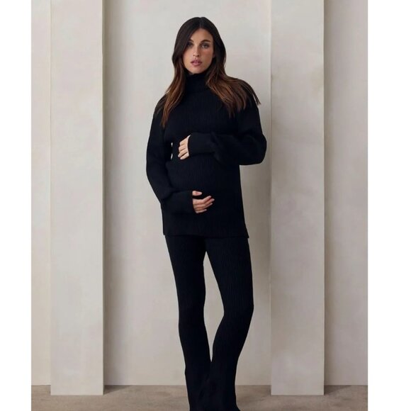 NWT- Bumpsuit Cozy Knit Oversized Turtleneck Sweater in Black - Picture 1 of 11